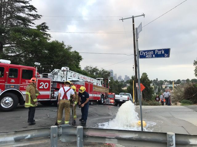 broken hydrant on douglas street echo park